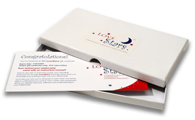 LoveStars boxed gift certificates from It's In The Stars