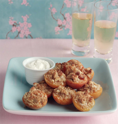 Festive baked apricots stuffed with macadamias