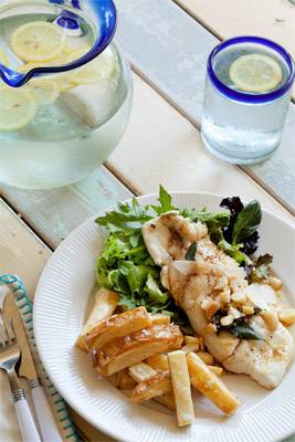 Fish with Macadamia, Burnt Butter, Sage and Parmesan