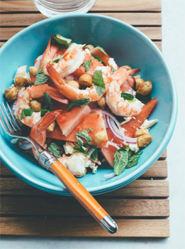 Summer Prawn Salad with Caramelised Macadamias