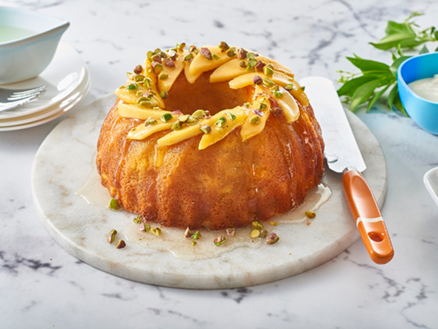 Mango and Pistachio Cake with Lemon Syrup