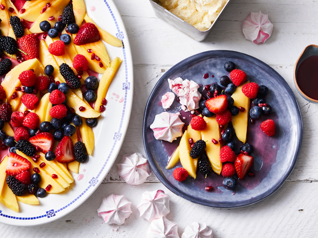 Calypso Mango and Berry Fruit Salad with Rosé Syrup