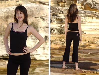 Marina J Yoga & Dance Wear, Flirty Goddess strappy top & three quarter pants