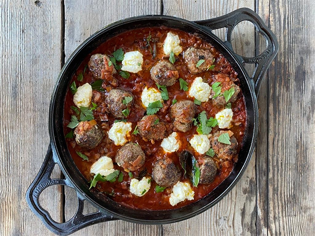 Homestyle Lamb Meatballs with Pasta and Ricotta