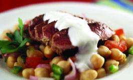 Middle Eastern Lamb on Chickpea and Tomato Salad