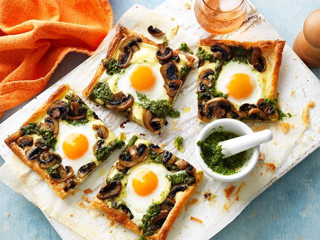 Egg, Mushroom & Pesto Tart