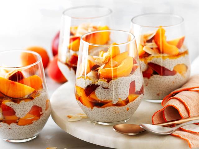 Nectarine and Apricot Coconut Chia Puddings