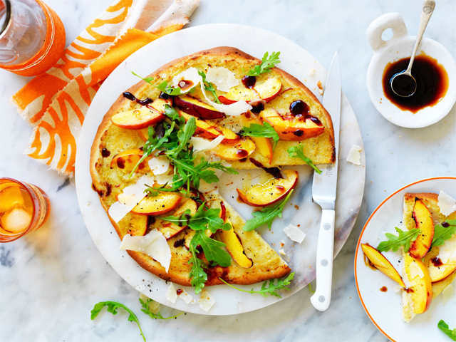 Yellow Nectarine, Artichoke and Rocket Pizza