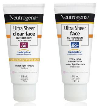 Neutrogena Ultra Sheer Clear Face SPF30 and Face SPF50+