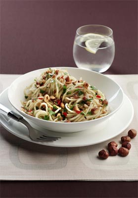 Hazelnut, chilli and garlic pasta