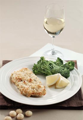 Fish with macadamia and lemon crust