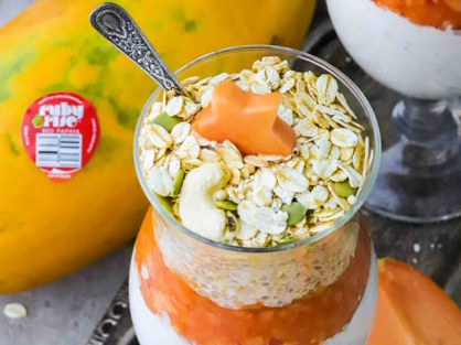 Papaya Chia Oat Breakfast Parfaits