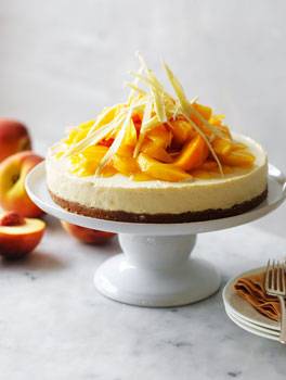 Peach Cheesecake with Peach Syrup