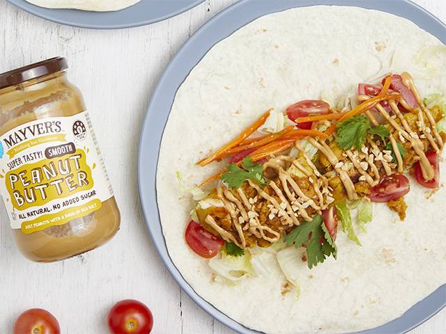 Peanut Butter Sauce Chicken Wraps