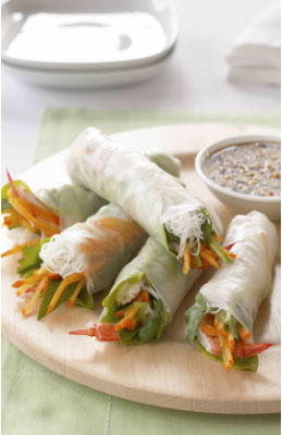 Persimmon Prawn Rice Paper Rolls