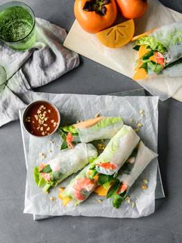 Persimmon Rice Paper Rolls