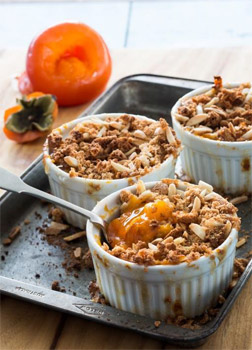 Persimmon and Amaretti Crumble with Mascarpone and Aged Balsamic