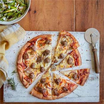 Beef Sausage, Potato and Rosemary Pizzas