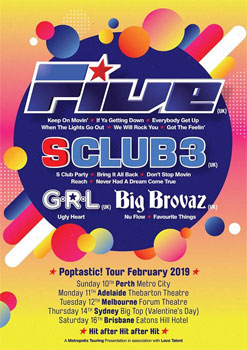 FIVE + Special Guest S Club 3, Big Brovaz and G.R.L.