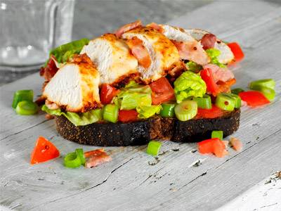 Gluten Free Club Sandwich Salad for 2 with PureBred Multigrain Farmhouse Bread