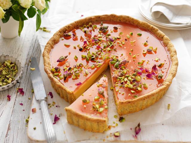 Rose and Pistachio Custard Tart