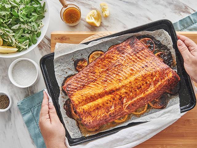 Baked Salmon Side with Fennel and Herb Salad