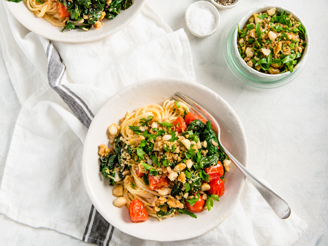 Cherry Tomato, Macadamia, Walnut and Silverbeet Pasta