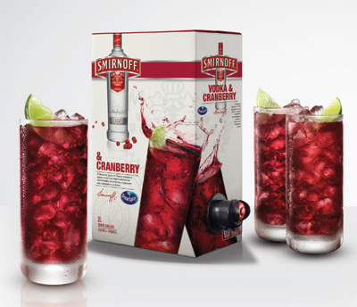 Smirnoff Vodka and Ocean Spray Cranberry packs