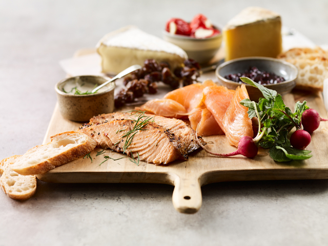 Smoked Salmon Antipasto and Cheese Board