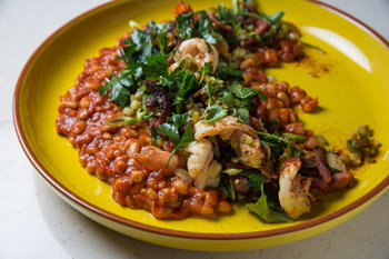 Smoky Baked Beans, Prawns and Chorizo