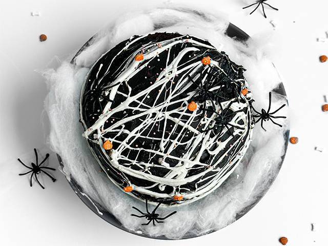 Spooky Spider Web Chocolate Cake