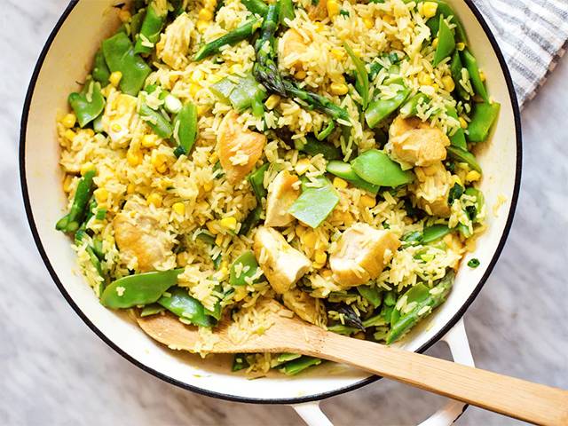 Spring Veg & Chicken Rice Pilaf