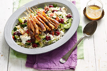 Summer Rice Salad with Barbecue Prawns
