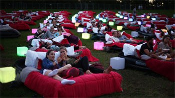 Girls' Night out at Sydney's Outdoor Bed Cinema