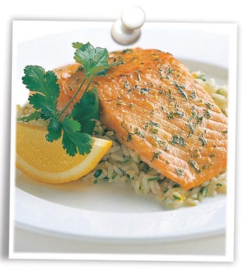 Coriander Tasmanian Atlantic Salmon with Lemon Pilau Rice