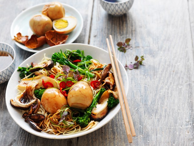 Tea Eggs with Asian Noodles