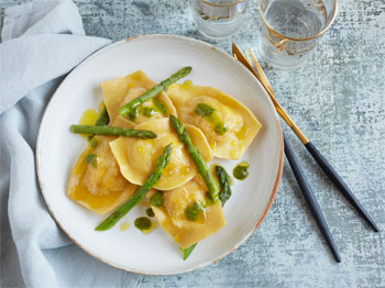Trout and Ricotta Carrot Ravioli