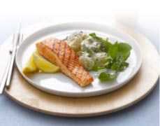 BBQ Tasmanian Atlantic Salmon Steak with Rocket and Potato Salad