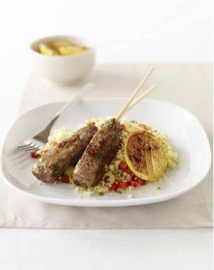 Moroccan Koftas with Green Olive Cous Cous