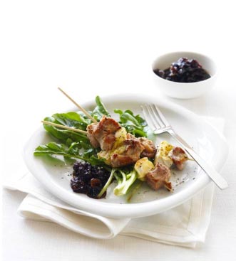 Turkey and Havarti Cheese Kebabs with Cranberry Chutney