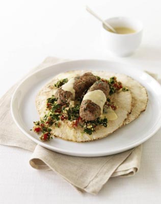 Lebanese Style Turkey Kebabs with Taboluli and Hommus