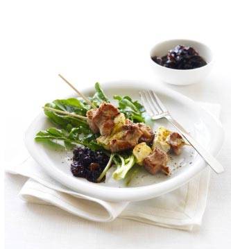 Turkey and Havarti Cheese Kebabs with Cranberry Chutney