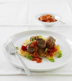Turkey Meatballs with Rosti & Tomato Chilli Sauce