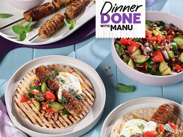 Manu's Turkey Koftas with Pita Bread and Salad