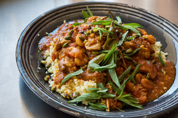 Turkish Inspired Chicken with Apricots, Ginger, Saffron and Pistachio Nuts