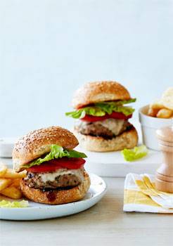 Veal Burger with Provolone and Onion Relish