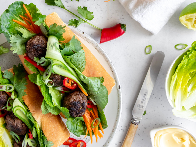 Charred Veal Meatball Banh Mi