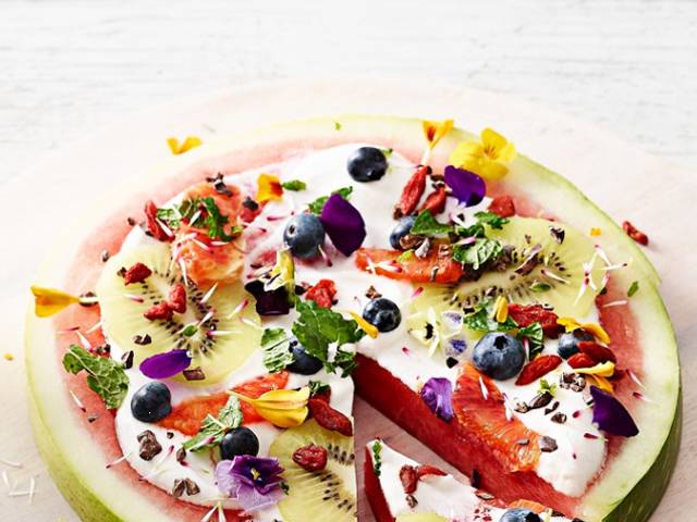 Watermelon Pizza with Blueberries