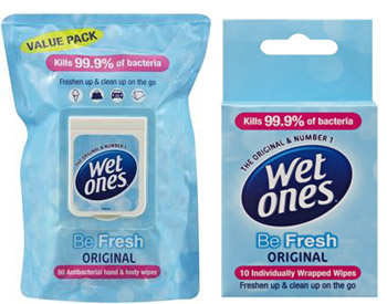 Wet Ones Be Fresh Wipe Soft Pack and Singles Sachet