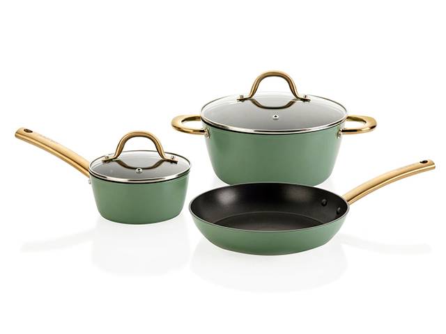 Wiltshire Easycook Basil & Gold Non-stick Cookware 3 Piece Set